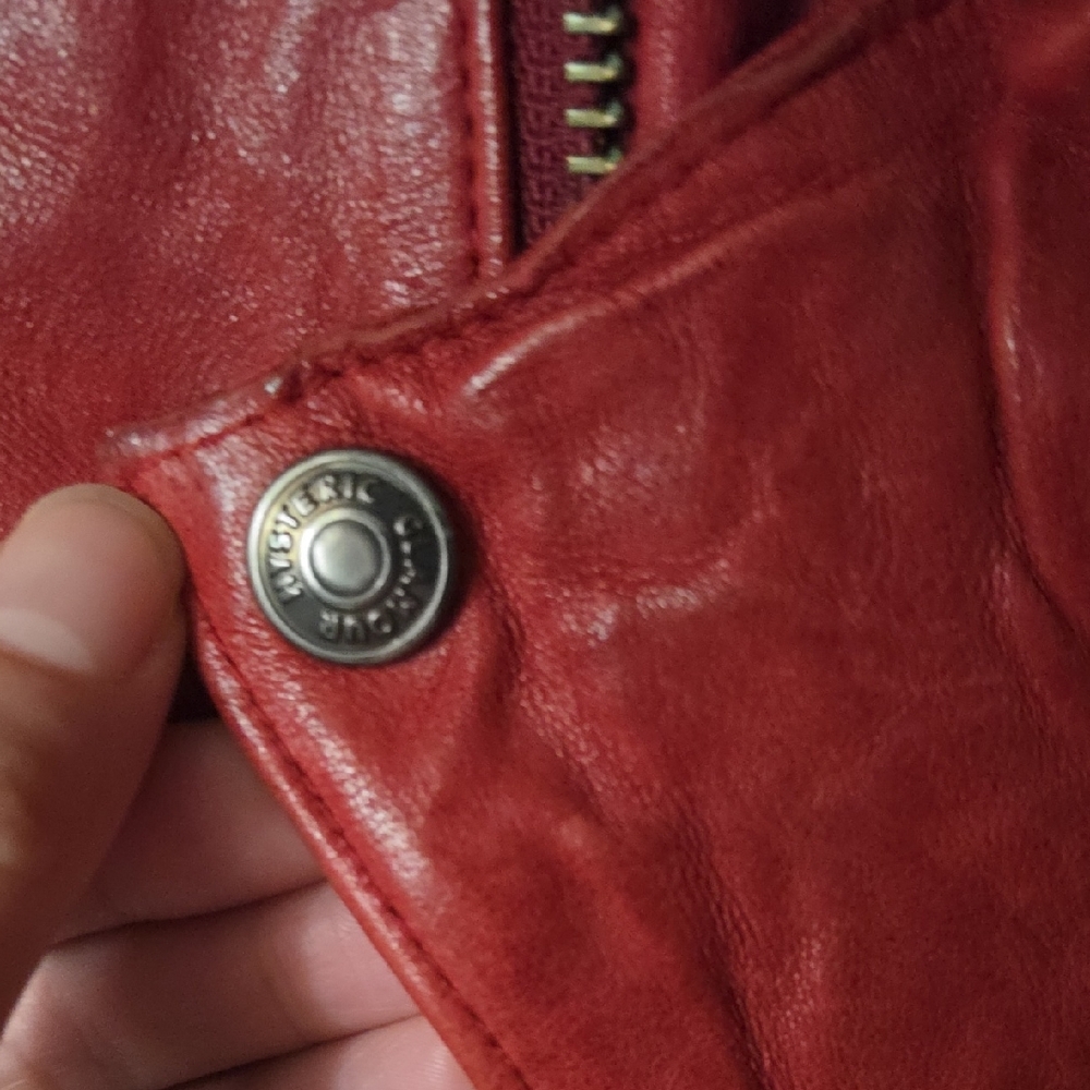 Hysteric Glamour Red Asymmetrical Leather Biker Jacket - Picture 3 of 5